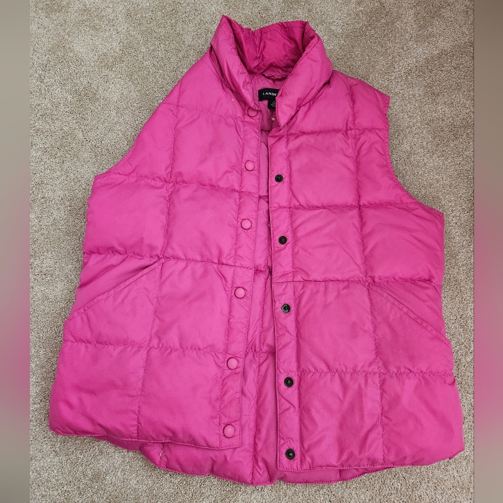 Lands' End Pink Puffer Vest, Size Small (6/8)